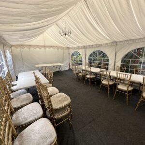 Luxury Lined Marquee with Gold Chiavari Chairs